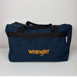 Wrangler Vintage Duffel Bag Navy Blue Canvas Bucks Bags USA Made Travel Gym